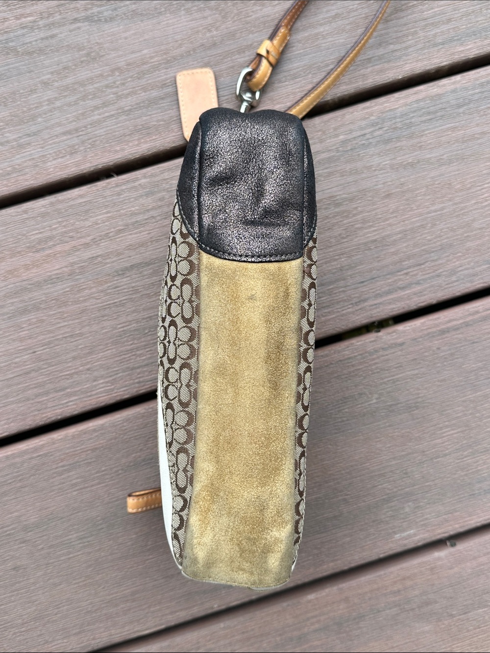 Vintage Coach Signature leather, suede and canvas clutch - Picture 6 of 9